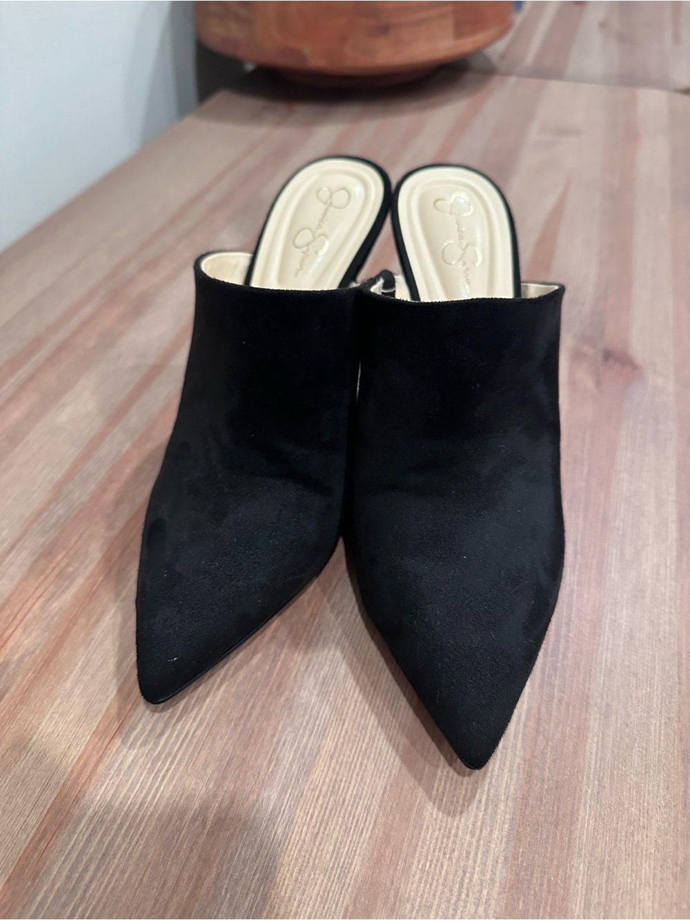 Jessica Simpson Black Pointed Slip-On Mule